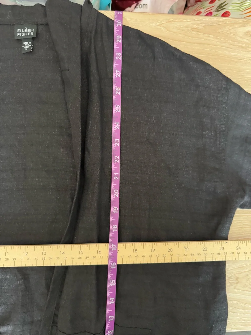 Eileen Fisher Medium Cotton Bamboo Open Front Hoodie Top Black Minimal Relaxed